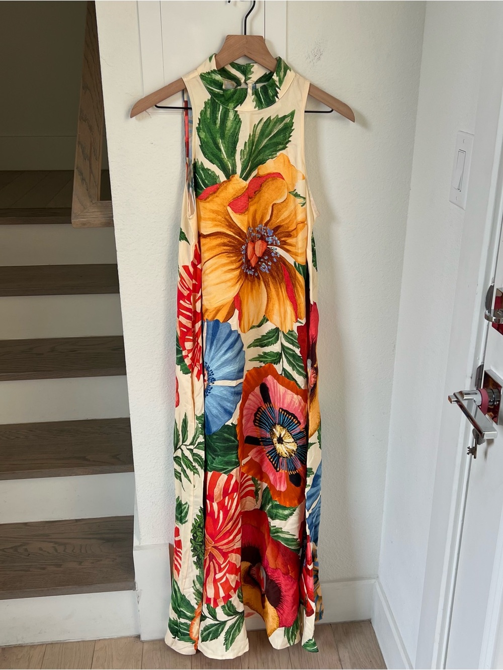Farm Rio Anthropologie Halter Maxi Dress in Floral Tropical Print NWT - Picture 2 of 5